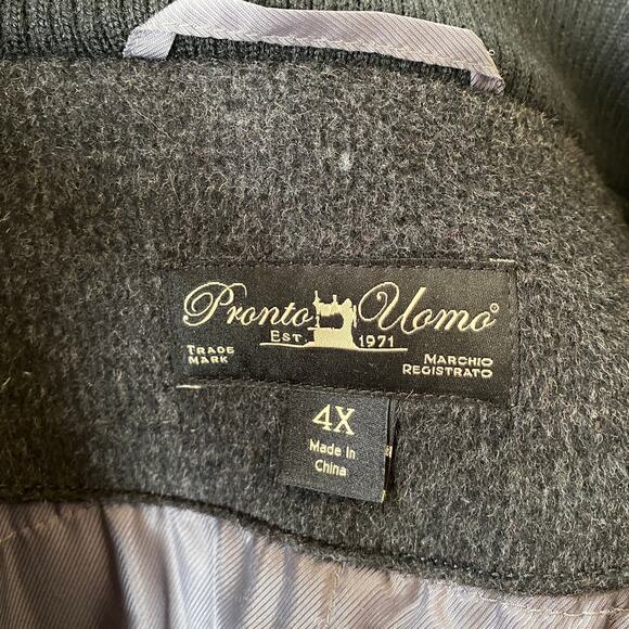 Men's 4X Wool Coat Gray PRONTO UOMO P-Coat Single-Breasted Classic Preppy Warm - Picture 3 of 16